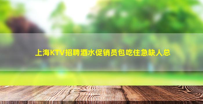 上海KTV招聘酒水促销员包吃住急缺人总
